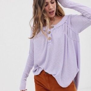Free People Must Have Henley Top Lilac Waffle Knit size XS